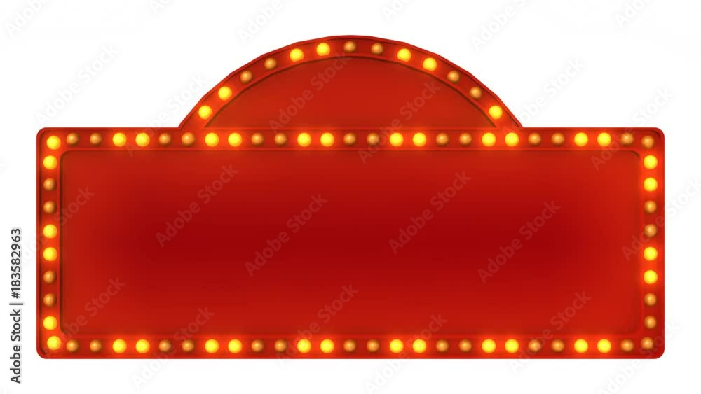 Red Marquee light board sign retro on white background. 3d rendering
