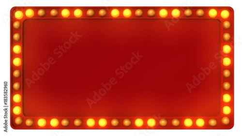 Red Marquee light board sign retro on white background. 3d rendering