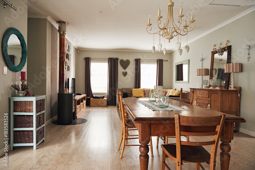 Interior of the dining and living rooms of a home