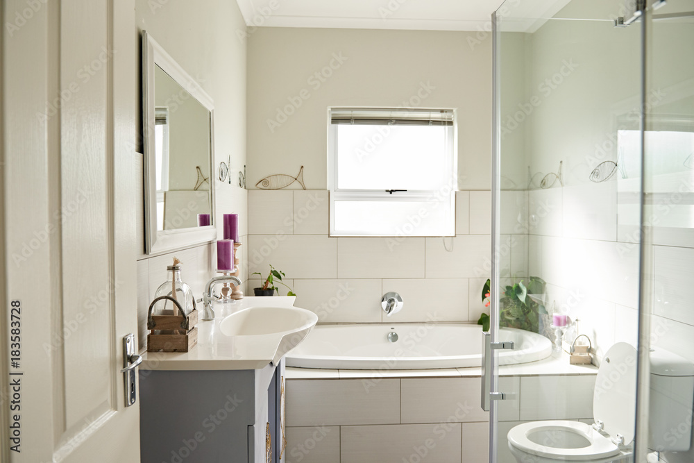 Interior of the modern bathroom in a contemporary suburban home Interior of the modern bathroom in a contemporary suburban home