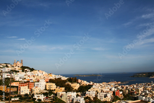 View of Hermoupolis town, Syros island, Cyclades, Greece.