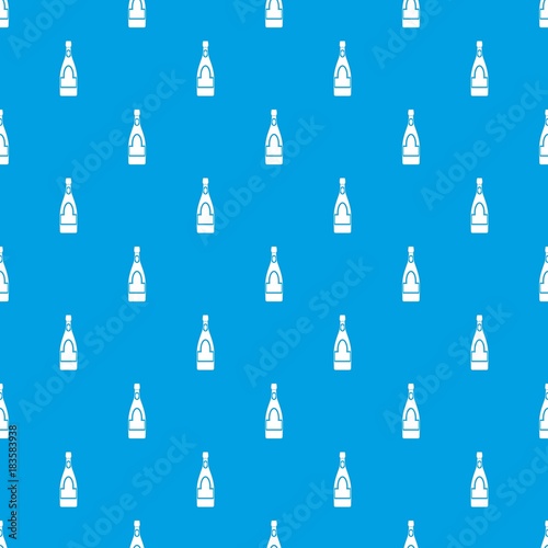 Champagne bottle pattern seamless blue