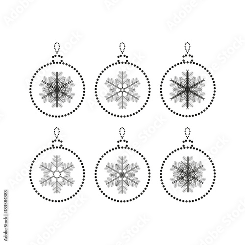 Christmas balls with snowflakes isolated. Christmas vector illustration