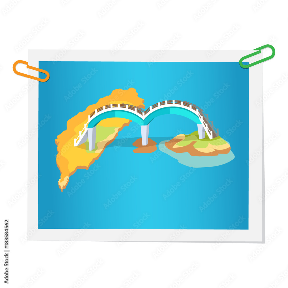 Taiwanese Bridge on Isolated Picture on White
