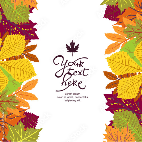 Bright frame with leaves and place for your text. ECO autumn Nature wallpaper. BIO design