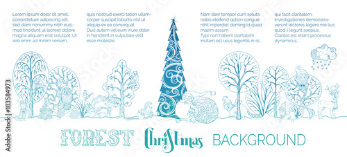 Vector forest Christmas background.