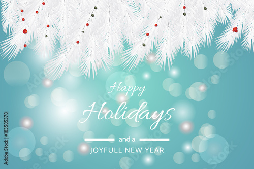 
Turquoise Happy Holidays and Joyful New Year Vector Illustration. Happy holidays vector.