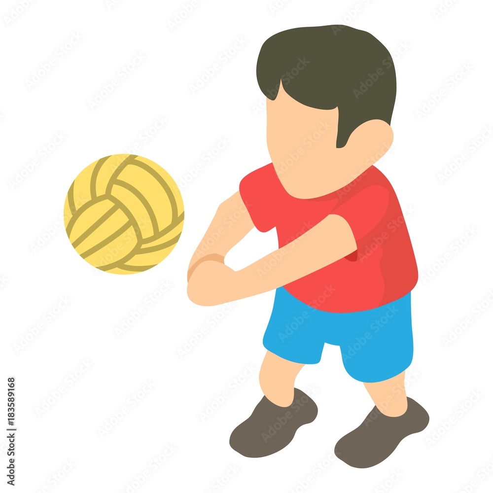 Volleyball player icon, isometric 3d style