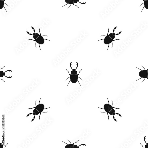 Stag beetle pattern seamless black © ylivdesign
