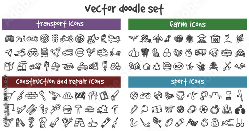 vector doodle icons set