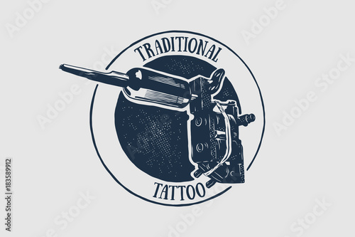 Vector tattoo studio logo template. Cool retro styled vector emblem.