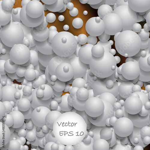 Ball of white spheres abstract 3D render.