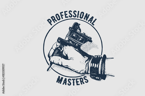 Vector tattoo studio logo template. Cool retro styled vector emblem.