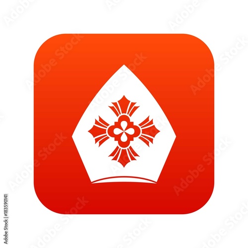 Christian hat icon digital red