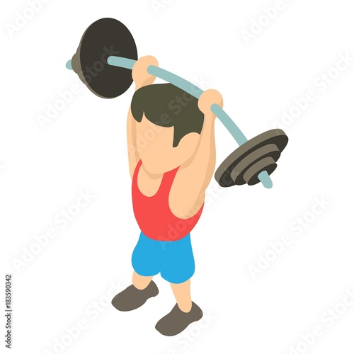 Powerlifter icon, isometric 3d style
