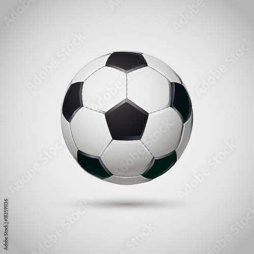 Realistic soccer or football ball on white background