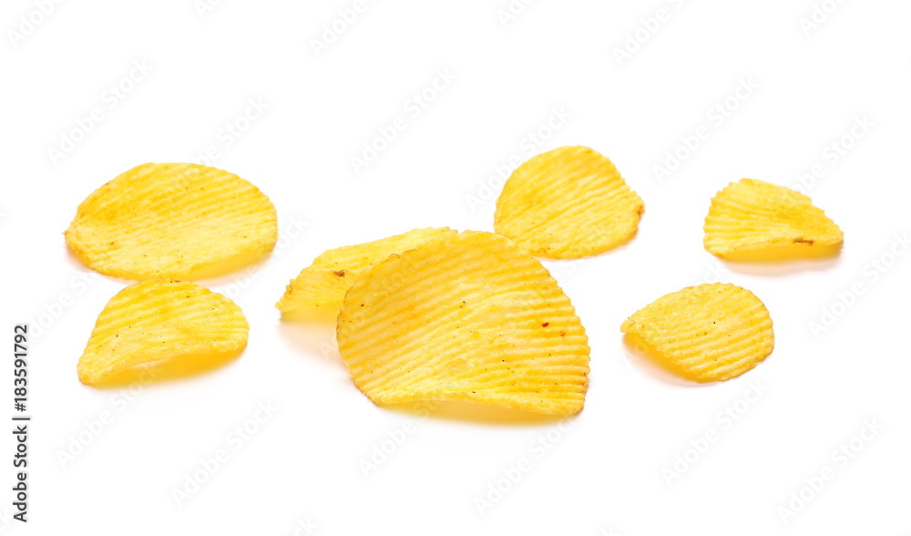Potato chips isolated on white background