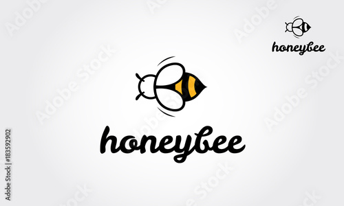 Honey Bee Vector Logo Template. Bee Logo design vector template. Outline icon  Creative Logotype concept  vector logo illustration.