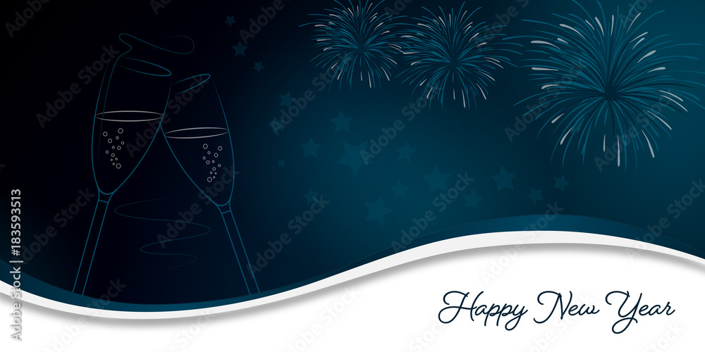 Fototapeta premium Silvester Sektglas - Blau EN