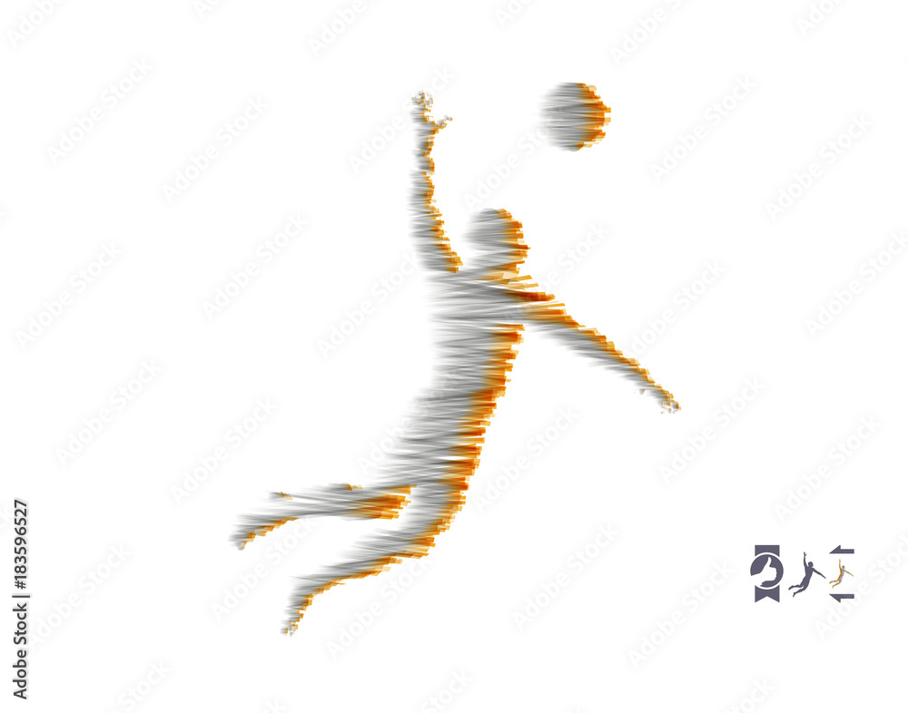 Naklejka premium Volleyball athlete in action. Sport symbol. Vector illustration.