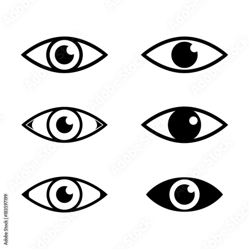 Human eye set. Eyeballs with pupils icon illustration