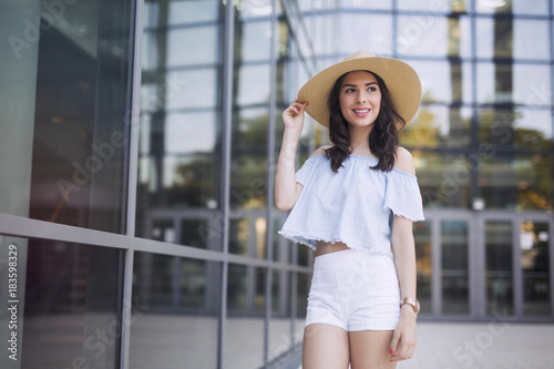 Picture of beautiful smiling girl wearing hat