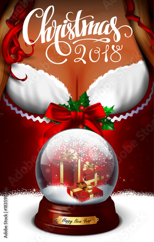 Christmas greeting card.  Highly realistic illustration.