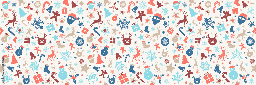 Christmas wrapping paper with seamless texture. Vector.