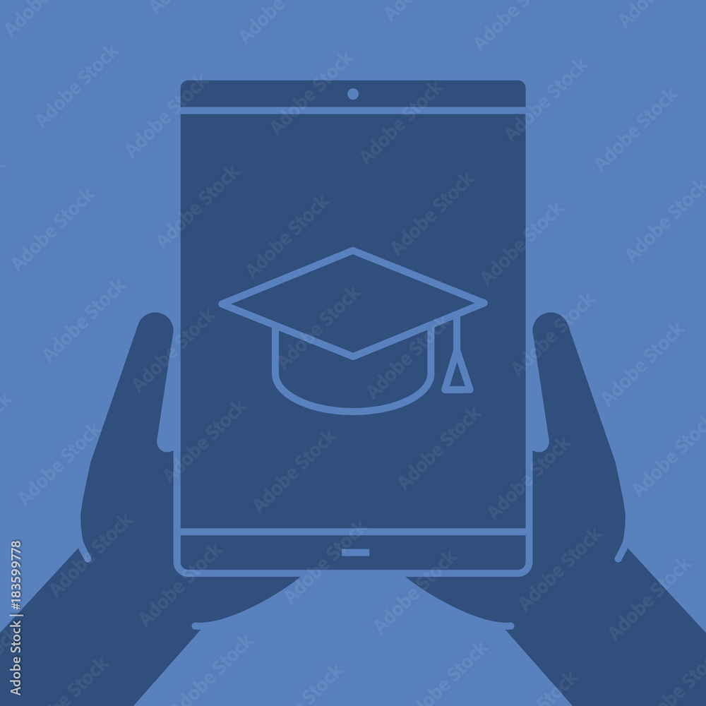 Hands holding tablet computer glyph color icon Hands holding tablet computer glyph color icon