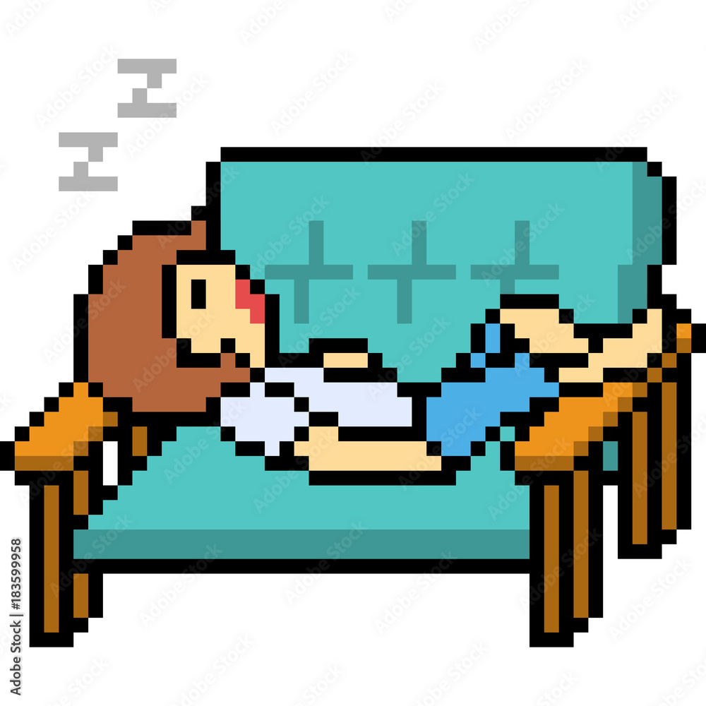 vector pixel art sofa sleep Stock-Vektorgrafik | Adobe Stock