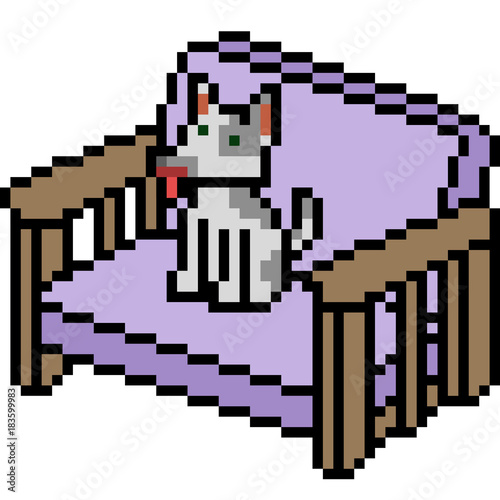 vector pixel art dog sofa