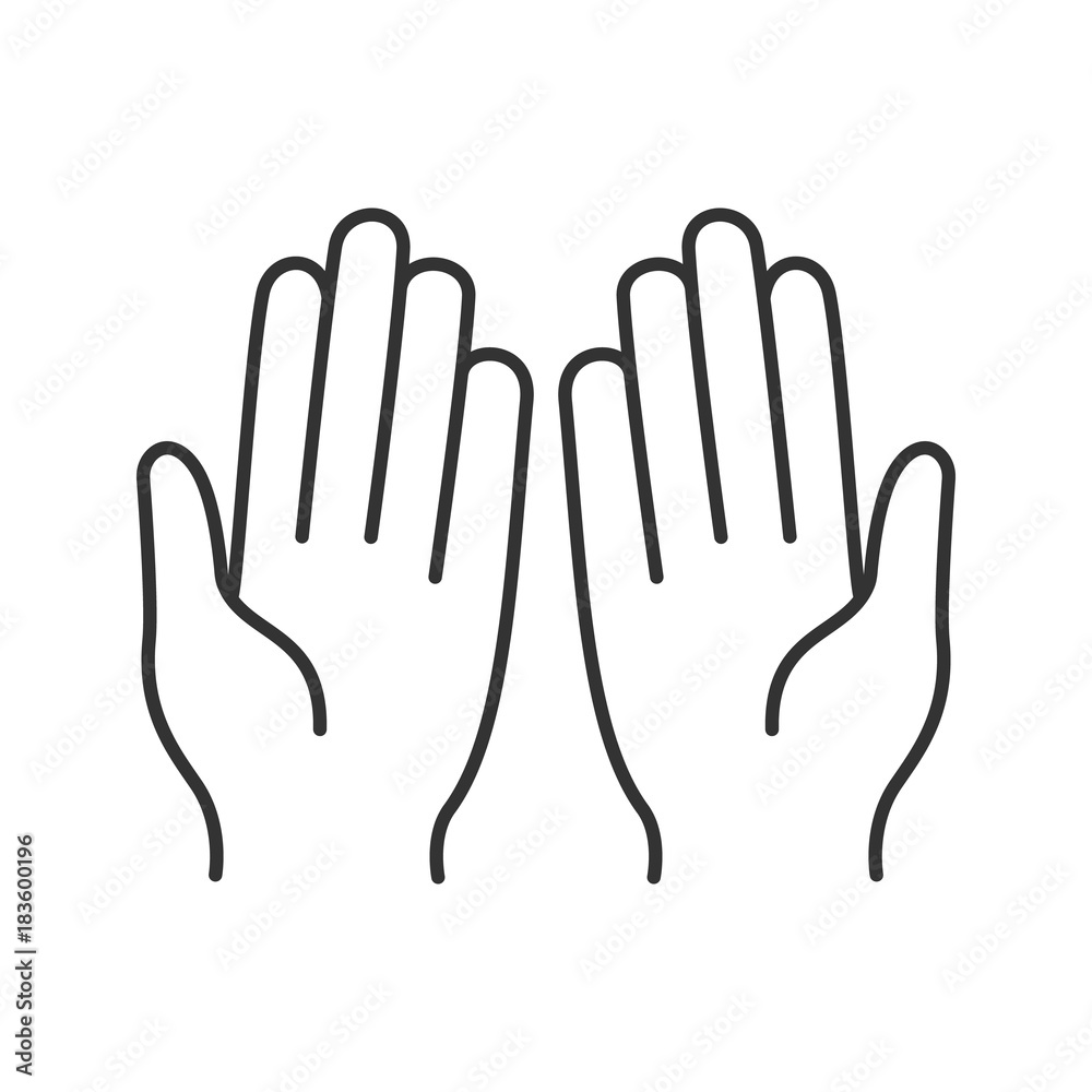 Muslim praying hands linear icon