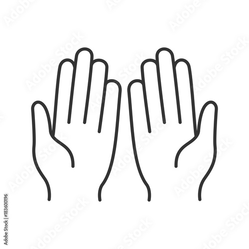 Muslim praying hands linear icon