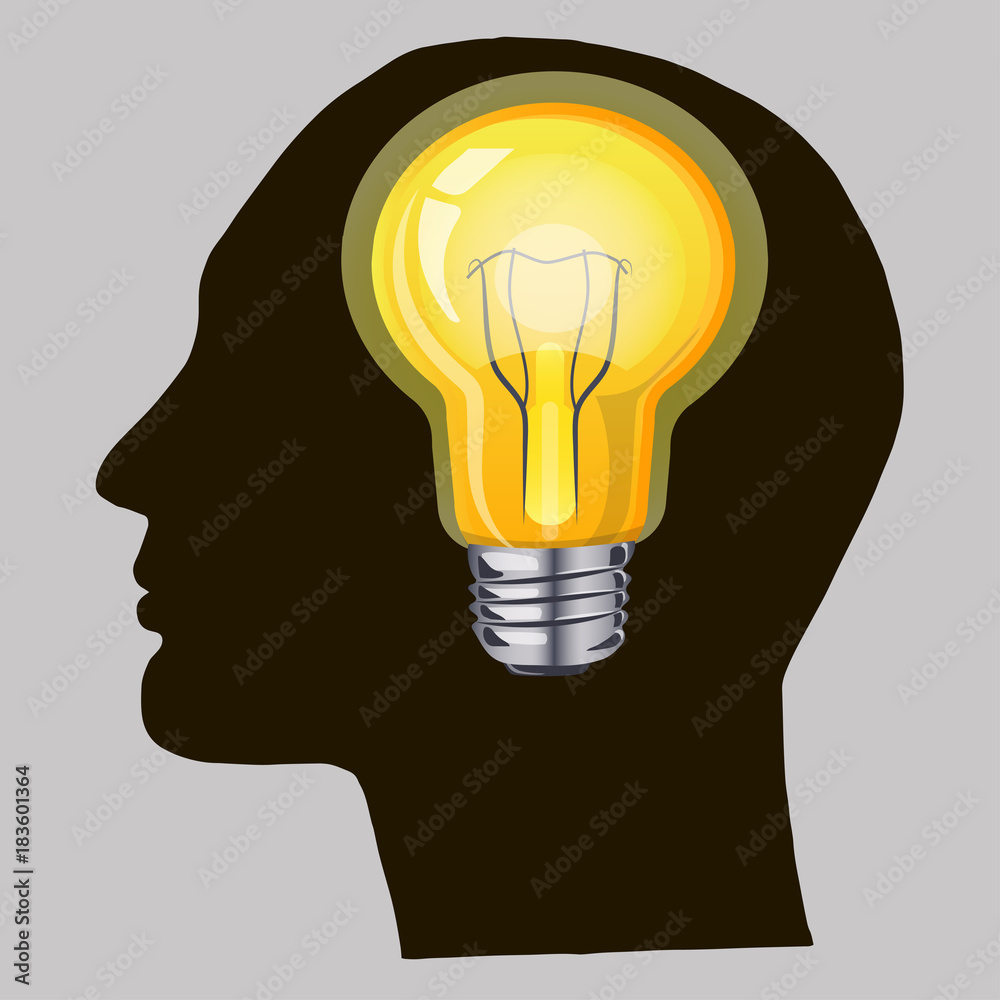 light bulb or lamp in humans head