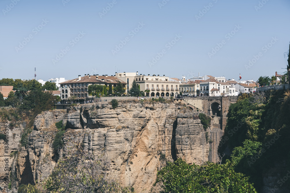 scenic view of buildings on rock, Ronda, spain
