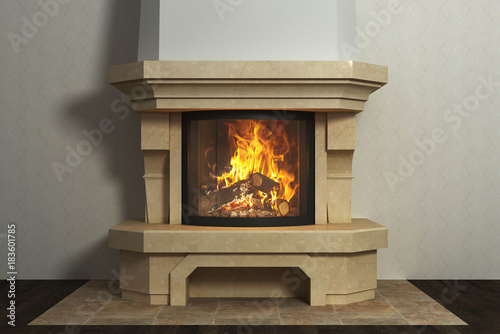 Respectable fireplace in home interior photo
