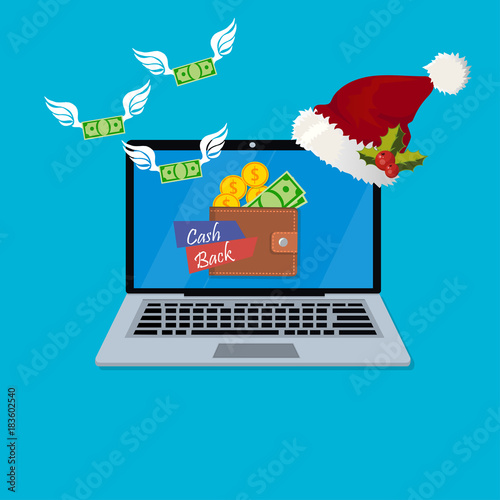 laptop screen with cashback wallet