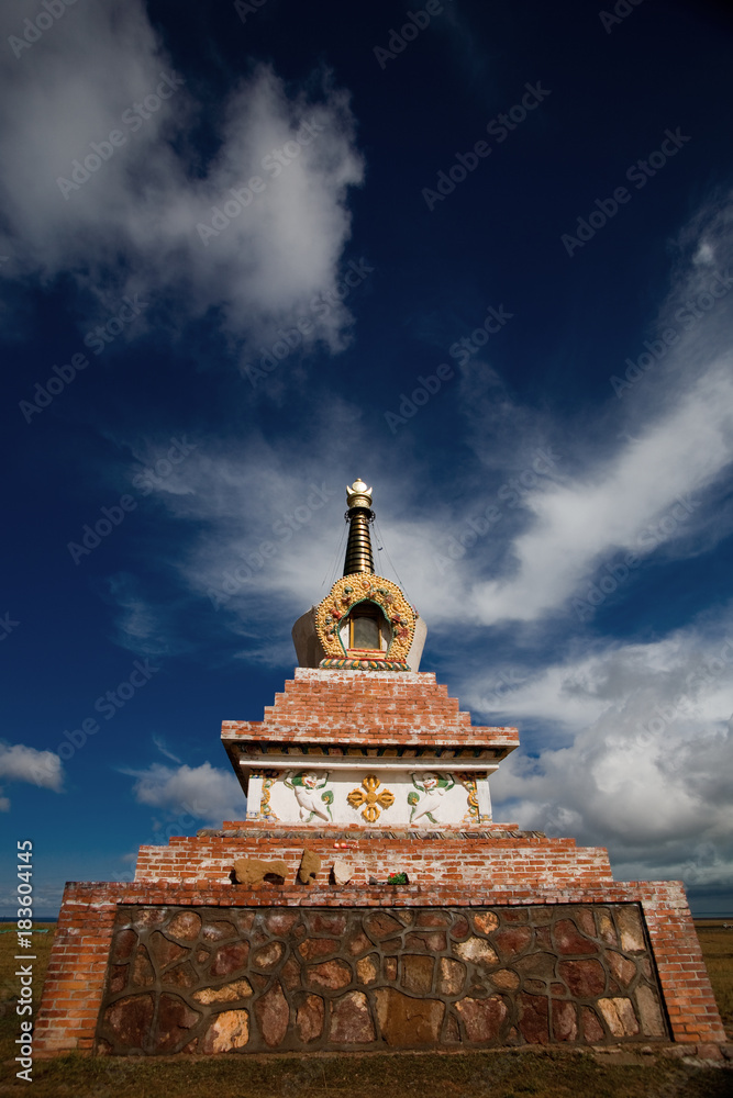 White pagoda by the Qinghai lake