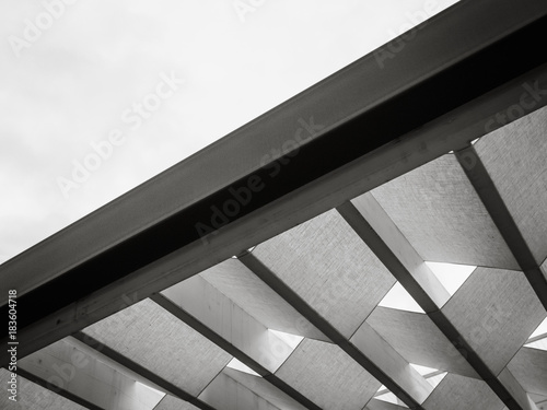 Sky reflections in windows of a modern building