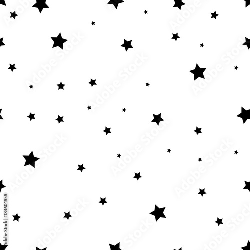 Star seamless pattern. White and grey retro background. Chaotic elements. Abstract geometric shape texture. Effect of sky. Design template for wallpaper,wrapping, textile. Vector Illustration
