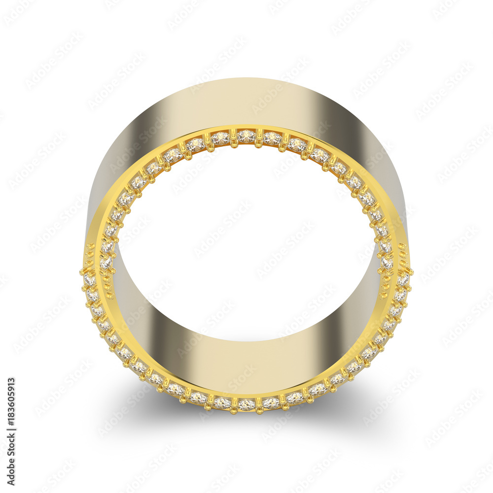 3D illustration isolated yellow gold elegant illusion decorative diamond ring with shadow 3D illustration isolated yellow gold elegant illusion decorative diamond ring with shadow