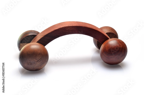 massager wooden tools isolated background