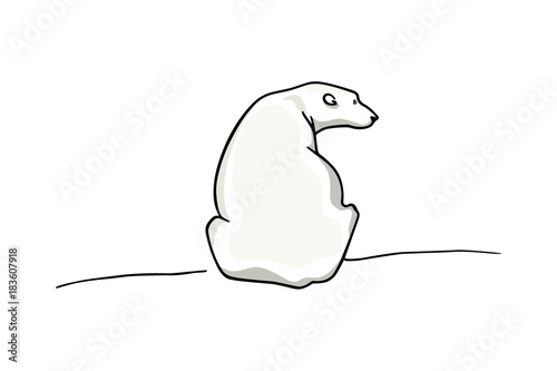 Vector card with hand drawn polar bear