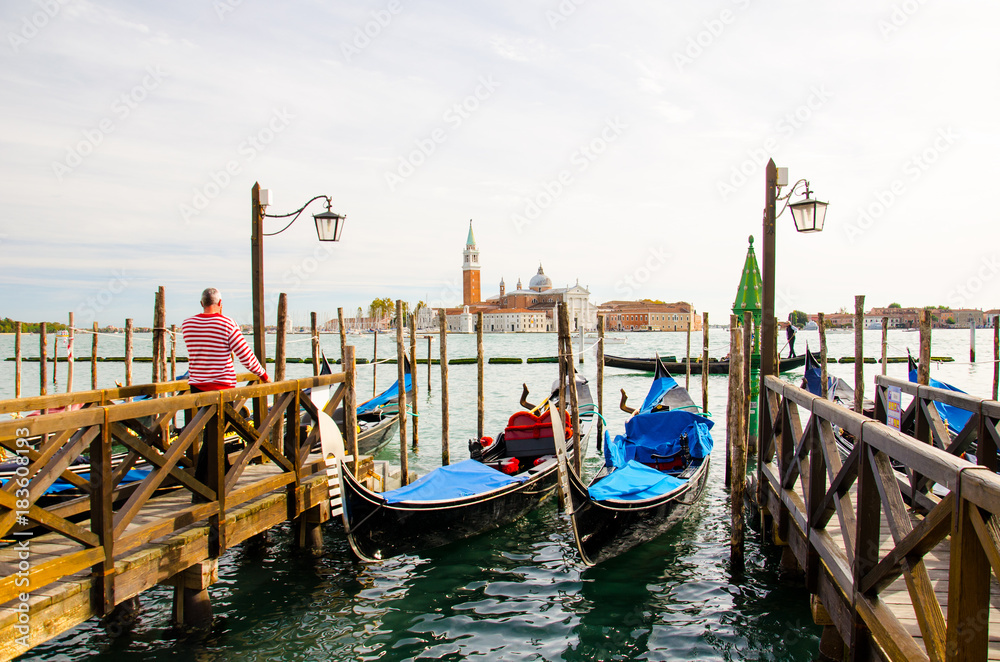 Gondolas of Venice from San Marco