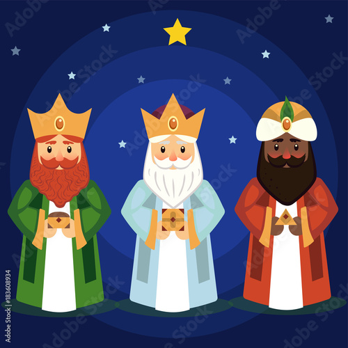 Print op canvas Vector illustration of the Three Wise Men.
