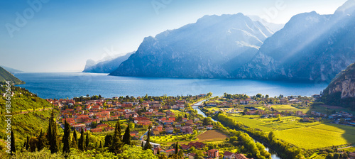 Town of Torbole and Lago di Garda sunset view photo