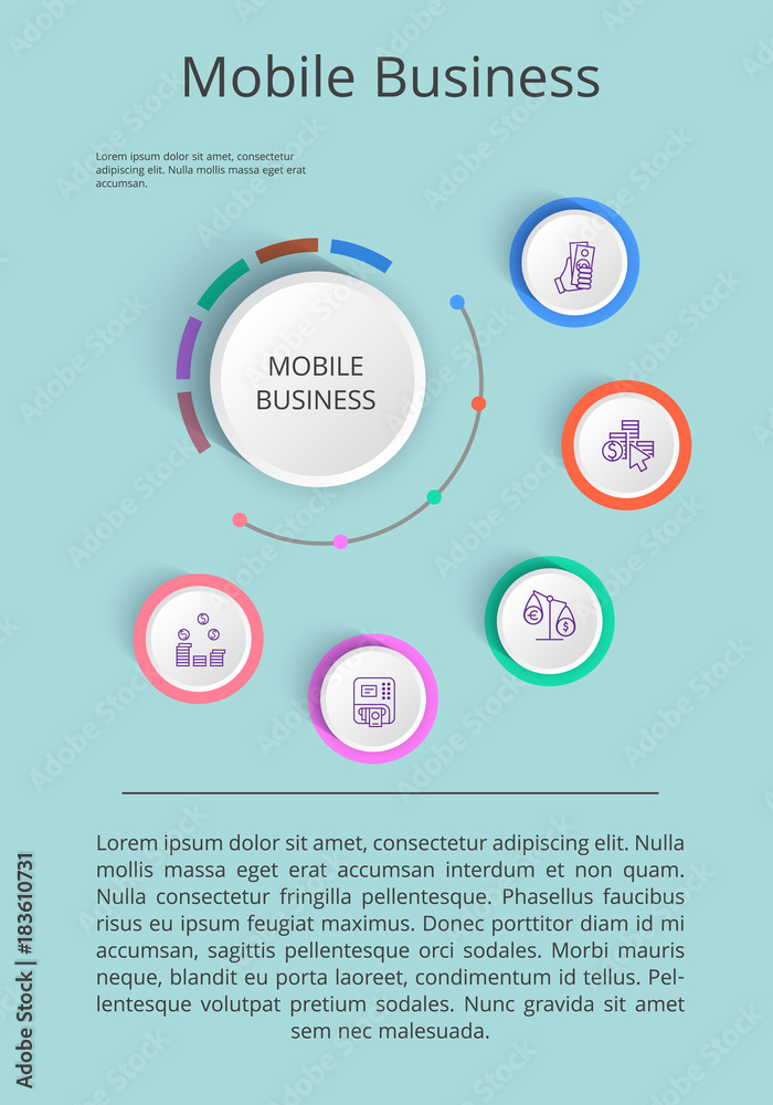 Obraz premium Mobile Business Solution Presentation with Icons