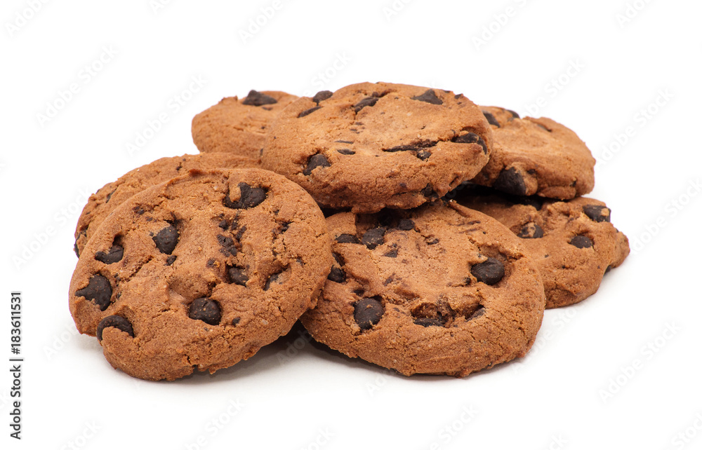 Chocolate chip cookie on white Chocolate chip cookie on white