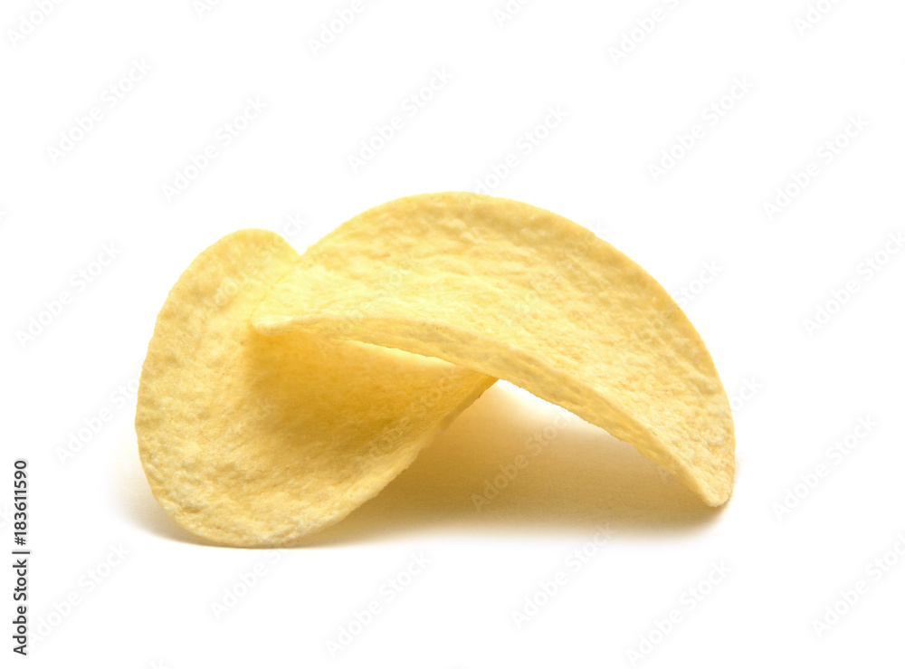 Potato chips isolated white background. Potato chips isolated white background.
