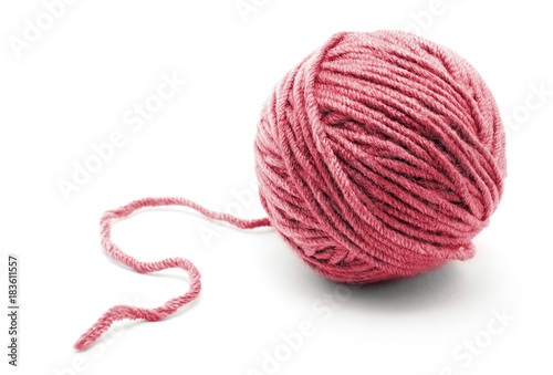 Photo Ball of yarn on white background